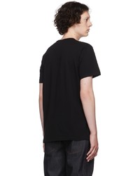 schwarzes besticktes T-Shirt mit einem Rundhalsausschnitt von MAISON KITSUNÉ