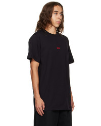schwarzes besticktes T-Shirt mit einem Rundhalsausschnitt von 424
