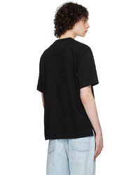 schwarzes besticktes T-Shirt mit einem Rundhalsausschnitt von Solid Homme