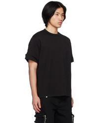 schwarzes besticktes T-Shirt mit einem Rundhalsausschnitt von C2h4