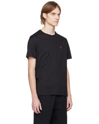 schwarzes besticktes T-Shirt mit einem Rundhalsausschnitt von Polo Ralph Lauren