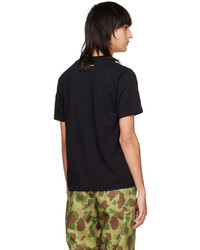 schwarzes besticktes T-Shirt mit einem Rundhalsausschnitt von AAPE BY A BATHING APE