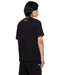 schwarzes besticktes T-Shirt mit einem Rundhalsausschnitt von AAPE BY A BATHING APE