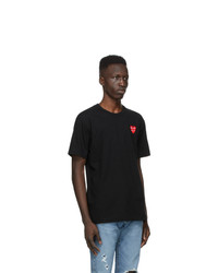 schwarzes besticktes T-Shirt mit einem Rundhalsausschnitt von Comme Des Garcons Play