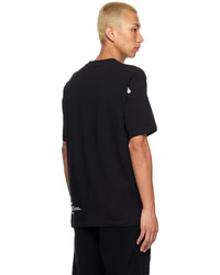 schwarzes besticktes T-Shirt mit einem Rundhalsausschnitt von AAPE BY A BATHING APE