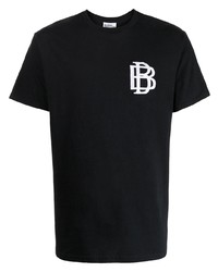 schwarzes besticktes T-Shirt mit einem Rundhalsausschnitt von Blood Brother