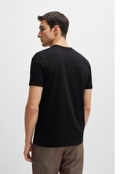 schwarzes besticktes T-Shirt mit einem Rundhalsausschnitt von Boss Green