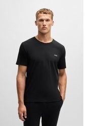 schwarzes besticktes T-Shirt mit einem Rundhalsausschnitt von BOSS