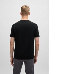 schwarzes besticktes T-Shirt mit einem Rundhalsausschnitt von Boss Orange