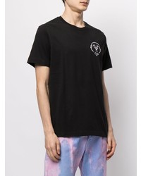 schwarzes besticktes T-Shirt mit einem Rundhalsausschnitt von True Religion