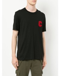 schwarzes besticktes T-Shirt mit einem Rundhalsausschnitt von CK Calvin Klein