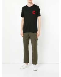 schwarzes besticktes T-Shirt mit einem Rundhalsausschnitt von CK Calvin Klein