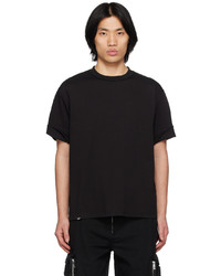 schwarzes besticktes T-Shirt mit einem Rundhalsausschnitt von C2h4