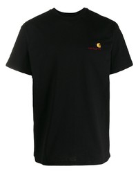 schwarzes besticktes T-Shirt mit einem Rundhalsausschnitt von Carhartt WIP