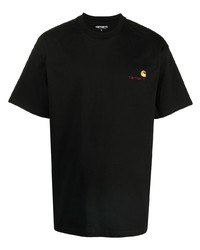 schwarzes besticktes T-Shirt mit einem Rundhalsausschnitt von Carhartt WIP