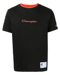 schwarzes besticktes T-Shirt mit einem Rundhalsausschnitt von Carhartt WIP