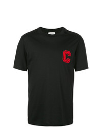 schwarzes besticktes T-Shirt mit einem Rundhalsausschnitt von CK Calvin Klein