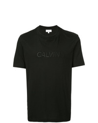 schwarzes besticktes T-Shirt mit einem Rundhalsausschnitt von CK Calvin Klein