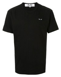 schwarzes besticktes T-Shirt mit einem Rundhalsausschnitt von Comme Des Garcons Play