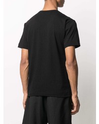 schwarzes besticktes T-Shirt mit einem Rundhalsausschnitt von Comme Des Garcons Play