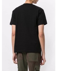 schwarzes besticktes T-Shirt mit einem Rundhalsausschnitt von Comme Des Garcons Play