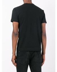 schwarzes besticktes T-Shirt mit einem Rundhalsausschnitt von Comme Des Garcons Play