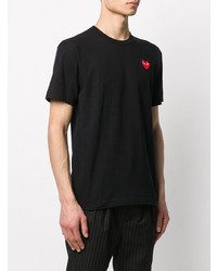 schwarzes besticktes T-Shirt mit einem Rundhalsausschnitt von Comme Des Garcons Play