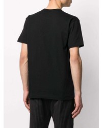 schwarzes besticktes T-Shirt mit einem Rundhalsausschnitt von Comme Des Garcons Play