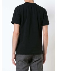 schwarzes besticktes T-Shirt mit einem Rundhalsausschnitt von Comme Des Garcons Play