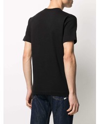 schwarzes besticktes T-Shirt mit einem Rundhalsausschnitt von Comme Des Garcons Play