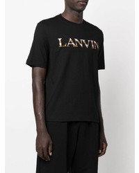 schwarzes besticktes T-Shirt mit einem Rundhalsausschnitt von Lanvin