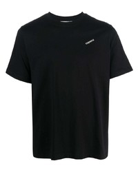 schwarzes besticktes T-Shirt mit einem Rundhalsausschnitt von Coperni