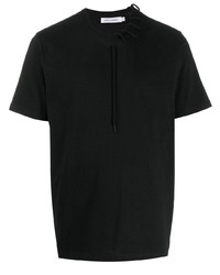 schwarzes besticktes T-Shirt mit einem Rundhalsausschnitt von Craig Green