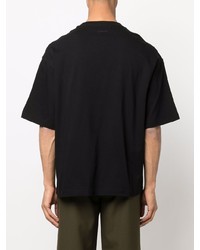 schwarzes besticktes T-Shirt mit einem Rundhalsausschnitt von Lanvin