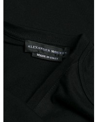 schwarzes besticktes T-Shirt mit einem Rundhalsausschnitt von Alexander McQueen