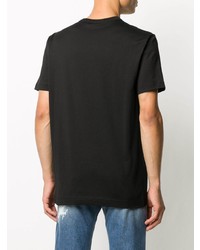 schwarzes besticktes T-Shirt mit einem Rundhalsausschnitt von Dolce & Gabbana