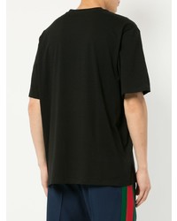 schwarzes besticktes T-Shirt mit einem Rundhalsausschnitt von MSGM