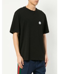 schwarzes besticktes T-Shirt mit einem Rundhalsausschnitt von MSGM