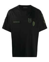 schwarzes besticktes T-Shirt mit einem Rundhalsausschnitt von Diesel Black Gold