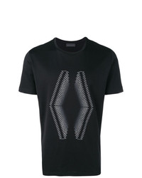schwarzes besticktes T-Shirt mit einem Rundhalsausschnitt von Diesel Black Gold