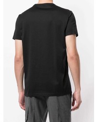 schwarzes besticktes T-Shirt mit einem Rundhalsausschnitt von Moncler