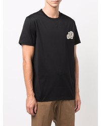 schwarzes besticktes T-Shirt mit einem Rundhalsausschnitt von Moncler