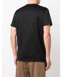 schwarzes besticktes T-Shirt mit einem Rundhalsausschnitt von Moncler