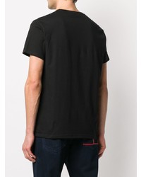 schwarzes besticktes T-Shirt mit einem Rundhalsausschnitt von Alexander McQueen