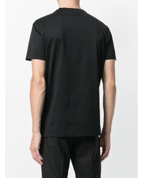 schwarzes besticktes T-Shirt mit einem Rundhalsausschnitt von Emporio Armani