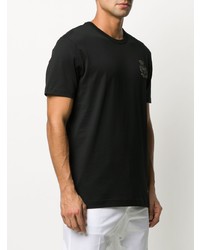 schwarzes besticktes T-Shirt mit einem Rundhalsausschnitt von Dolce & Gabbana