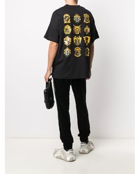 schwarzes besticktes T-Shirt mit einem Rundhalsausschnitt von VERSACE JEANS COUTURE