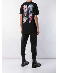 schwarzes besticktes T-Shirt mit einem Rundhalsausschnitt von 11 By Boris Bidjan Saberi