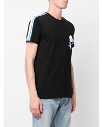 schwarzes besticktes T-Shirt mit einem Rundhalsausschnitt von Iceberg