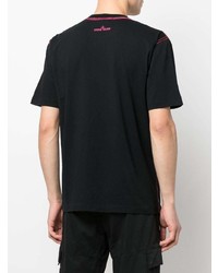 schwarzes besticktes T-Shirt mit einem Rundhalsausschnitt von Stone Island